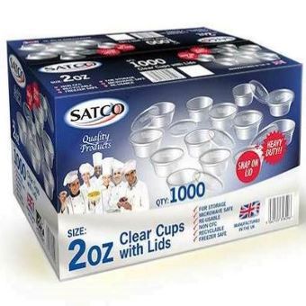 Satco 2oz Plastic Clear Cups & Lids-1x100002
